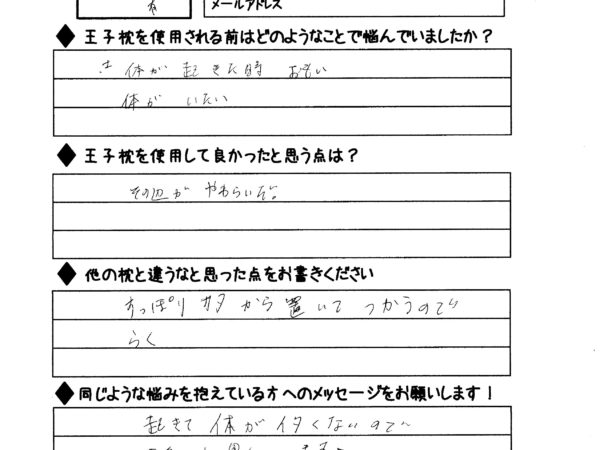 起床時の身体の痛み重たい感じがらくになった。